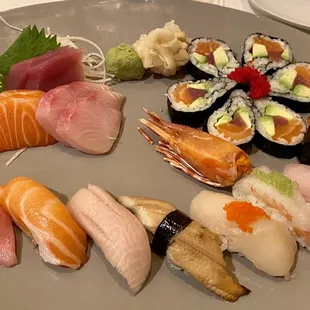 a plate of sushi on a table