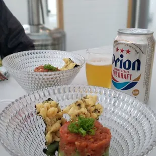 Spicy tuna and avocado. With complimentary beer