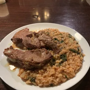 The lamb special. Served with a side of risotto