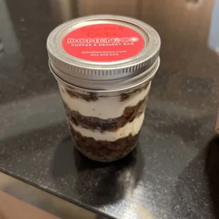 Pint sized jar of carrot cake