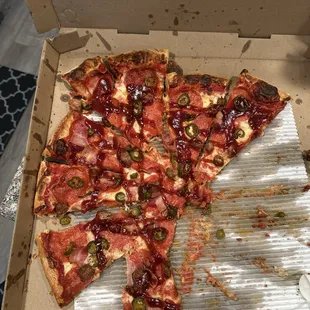 Horribly sliced pizza