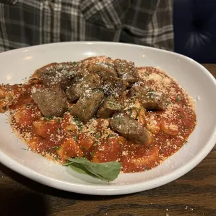 Gnocchi with hot sausage