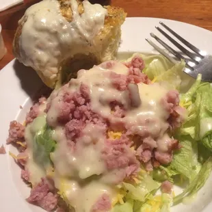 This is half of Mary's salad- no brainier!!! Home made bread a dream!