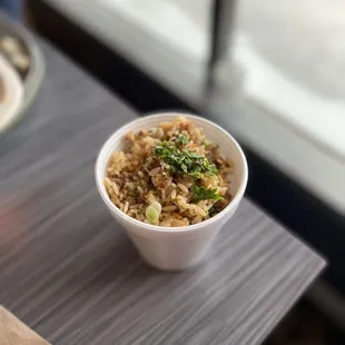a bowl of food on a table