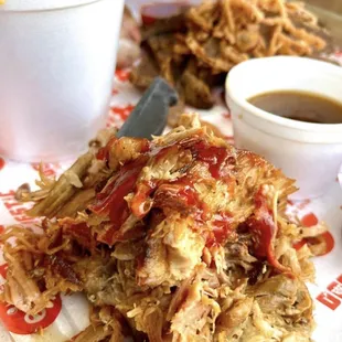 Their succulent Pulled Pork with BBQ sauce drizzled over the top!