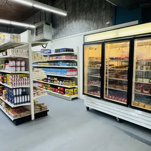 a refrigerated refrigerator in a grocery store