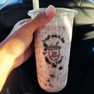 Domie&apos;s purple rice yogurt with Boba