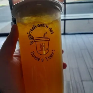 The Mango Green Tea with Mango popping