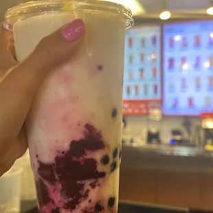 Lychee coconut slush with boba