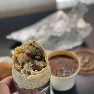 Breakfast burrito w cosommè