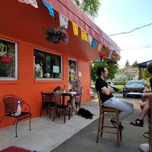 people sitting outside