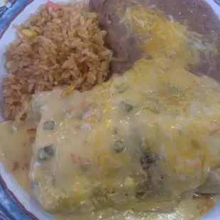 Beef Chimichanga with Chile Con Queso