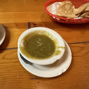 Green salsa? Whatever it was...it was spicy and delicious!