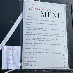 menu