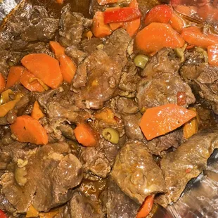 beef, carrots, and onions