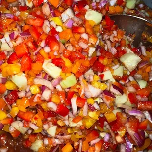 a bowl of chopped vegetables