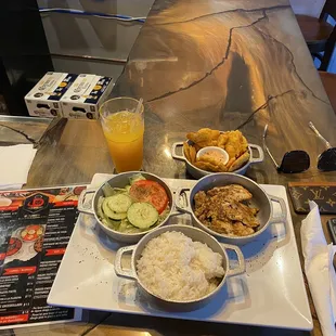 a tray of food on a table