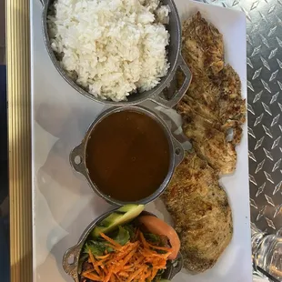 Grilled chicken, rice, beans &amp; salad