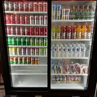 a display of sodas and soft drinks