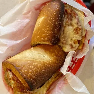 Eggplant Parmesan sandwich