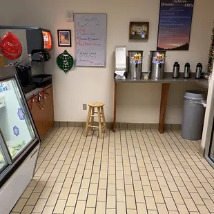 the inside of a deli