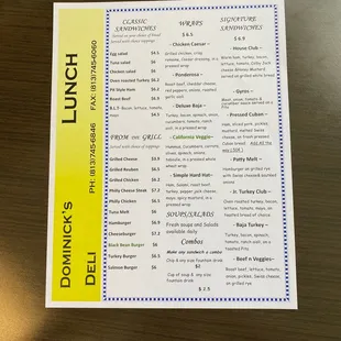 Lunch Menu