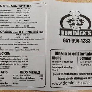 Outside of the menu