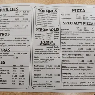 Inside menu