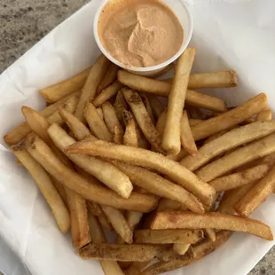 French fries (full order) with a side of season sour cream