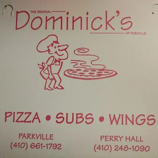 Pizza box with locations and phone.