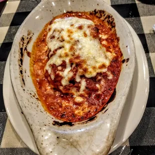 Most of this is sauce--actual lasagna is where the cheese is