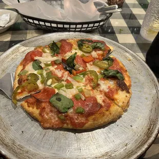 Personal pan pizza, thin crust