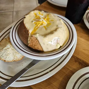 Broccoli cheese bread bowl