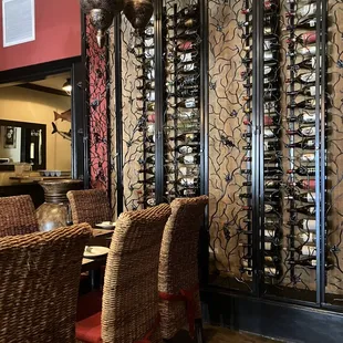 Wine rack in the dining room.