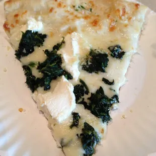 White pizza with spinach