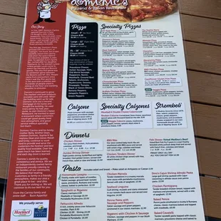 One side of menu