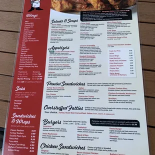 Backside of menu.