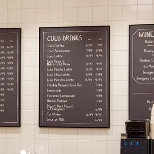 Beverage menus