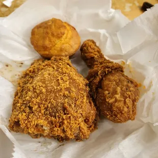 Fried chicken and cornbread