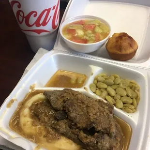 Liver and onions with Lima Beans, cucumber salad, cornbread and sweet tea!