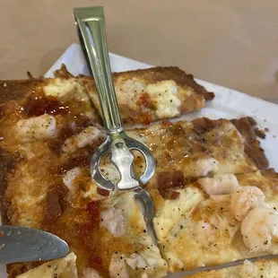 Shrimp and bacon flatbread