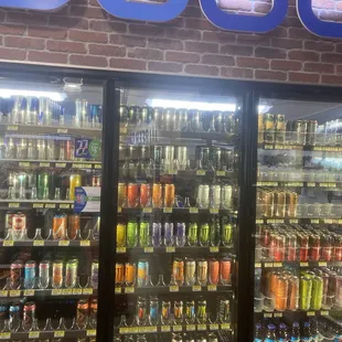 a display of sodas and soft drinks