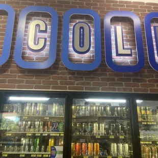 a cold beverage display