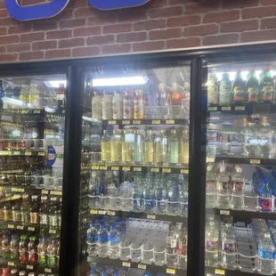 a display of bottled beverages