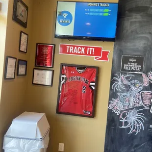 a chalkboard with a jersey on it