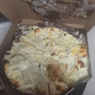 Took this picture after attempting to scoop toppings back on. Ended up throwing away.
