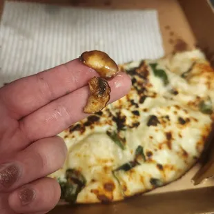 Mushrooms thrown in on my spinach and feta pizza (Im highly allergic!)