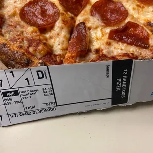 a box of pepperoni pizza