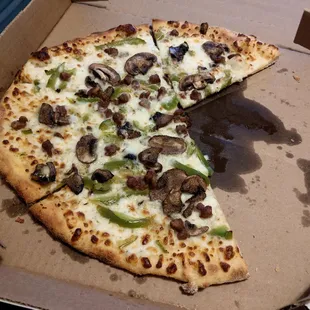 Double green peppers and double mushrooms???