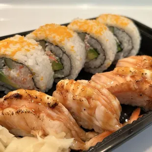 B3. California Roll, Ebi &amp; Garlic Salmon